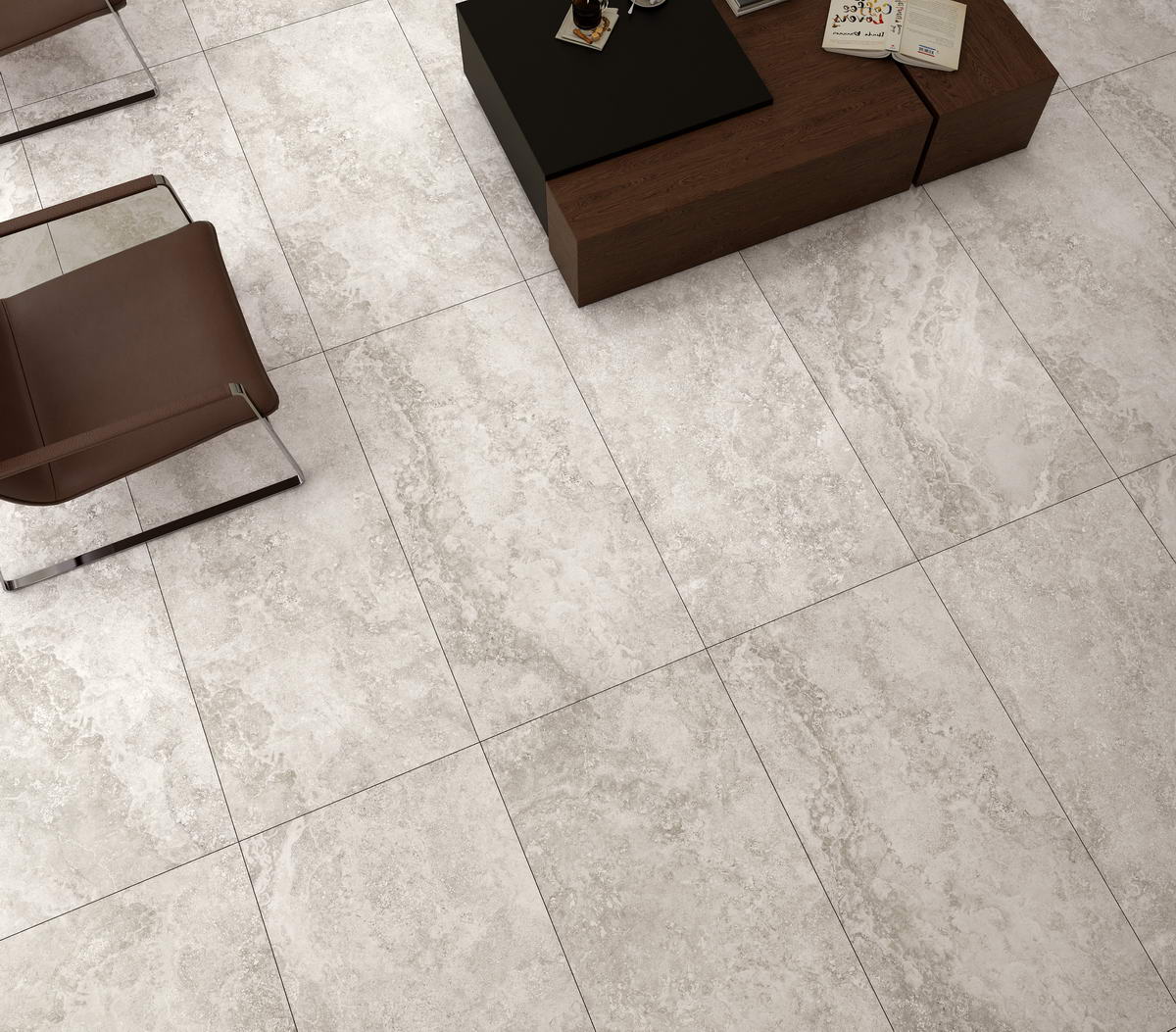 TRAVERTINE CROSS SILVER