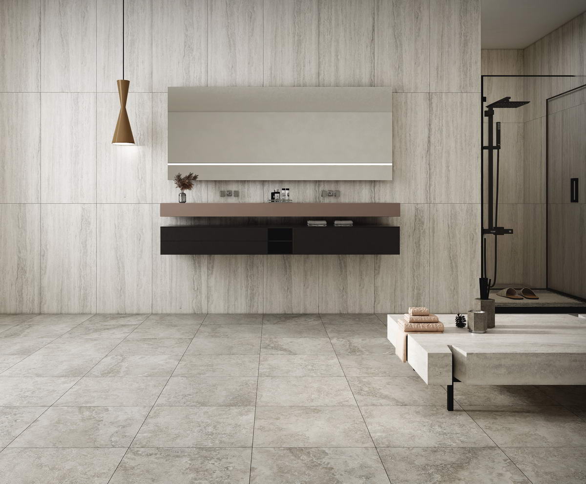 TRAVERTINE CROSS SILVER+VEIN SILVER